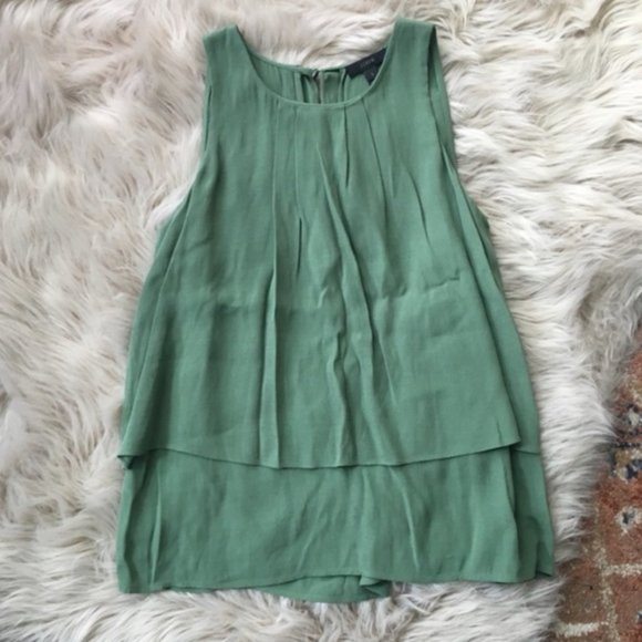 J. Crew Sleeveless Layered Blouse Fern Green - Picture 2 of 6